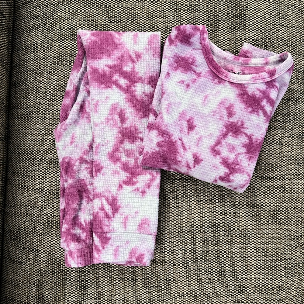 Cat & Jack Girls Purple Marbled Waffle Pajamas Size 10